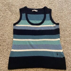 Smartwool‎ Merino Striped Sweater Vest Blue L Classic preppy Y2K academia casual